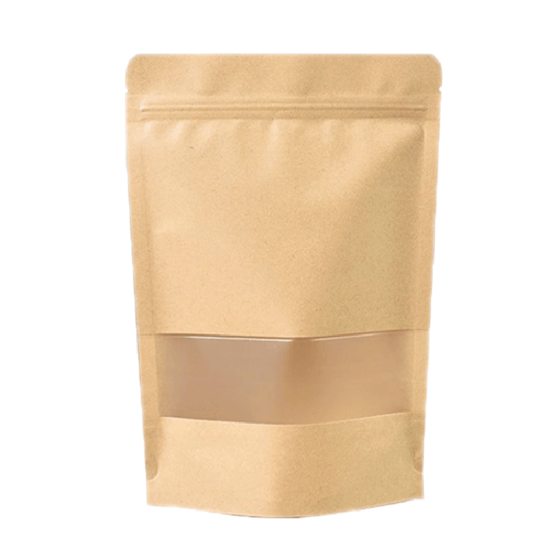 Kraft Zipper Stand Up Pouch με παράθυρο