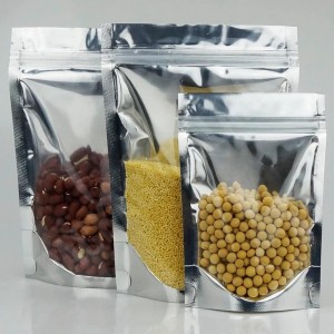 Συχνές σακούλες αλουμινίου, καθαρό μέτωπο με αλουμινόχαρτο πίσω επανασφραρισμένο ziplock και θερμότητα που μπορεί να σφραγιστεί για αποθήκευση τροφίμων